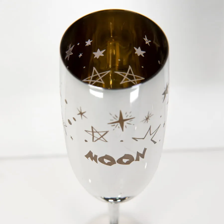 Бокалы для шампанского MOON&SUN (2шт), золотой и серебяный, 26,5х25,3х9,5см, стекло