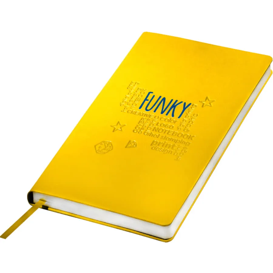 Бизнес-блокнот FUNKY А5, голубой, серый форзац, мягкая обложка,  в линейку