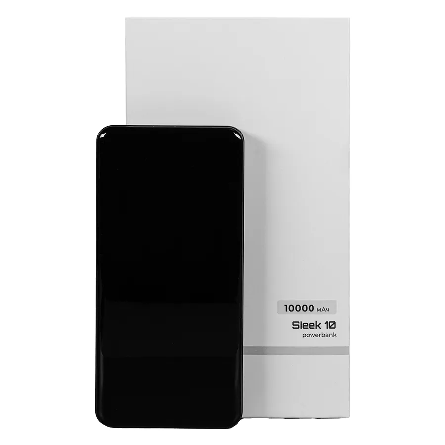 Универсальный аккумулятор Sleek 10 (10000 мАч), черный, 14х6.8х1,5 см