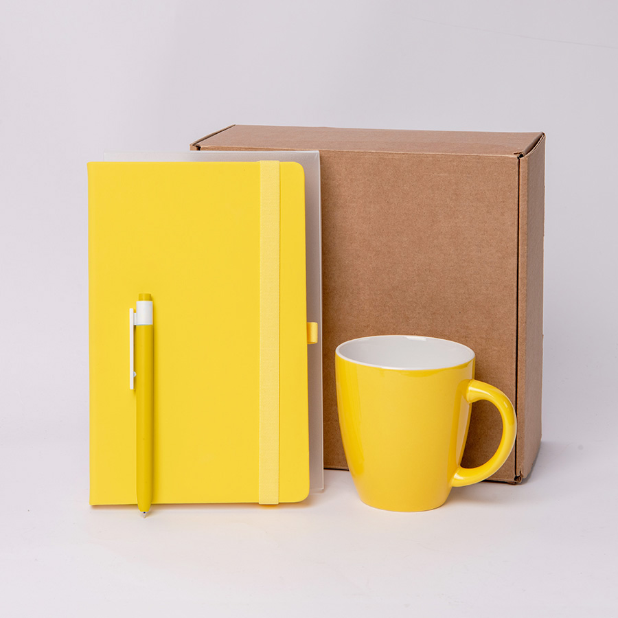 Подарочный набор JOY: блокнот, ручка, кружка, коробка, стружка; голубой