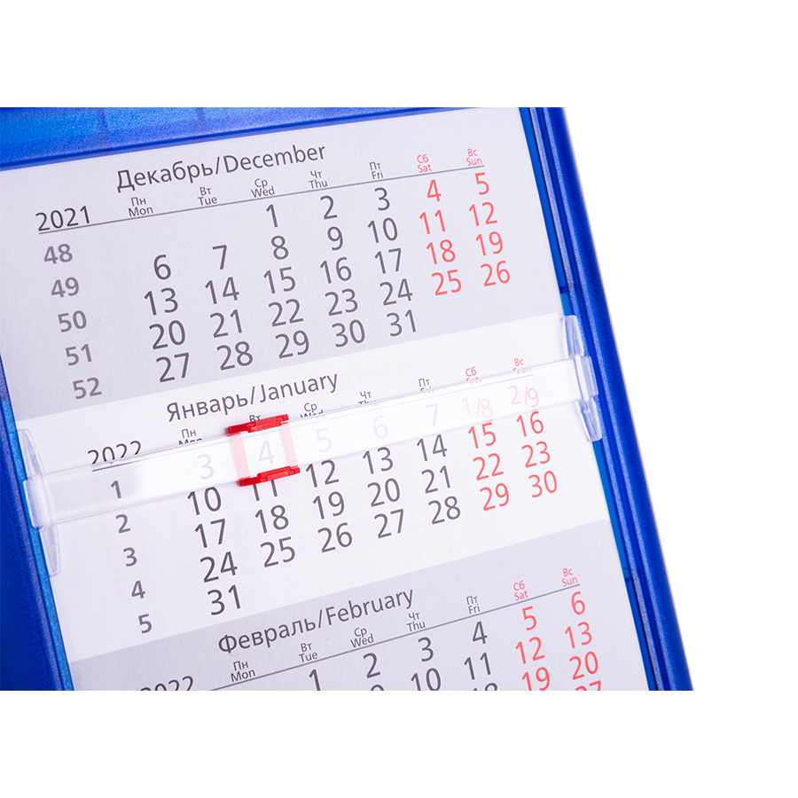 Календарь настольный на 2 года ; прозрачно-красный; 12,5х16 см; пластик; тампопечать, шелкография