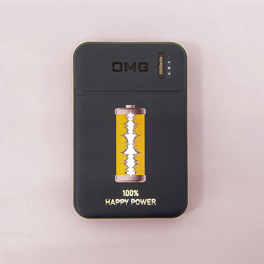 Универсальный аккумулятор OMG Flash 5 (5000 мАч) с подсветкой и soft touch, синий, 9,8х6.3х1,3 см