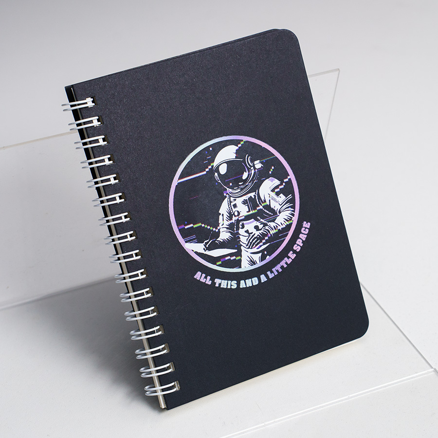 Блокнот на двойной пружине HELIX MINI, 105 х 150  мм, черный, блок в клетку