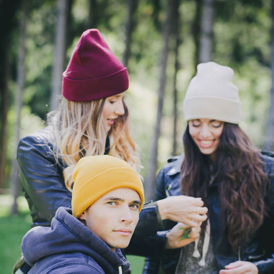 Шапка вязаная  двойная WIND с отворотом