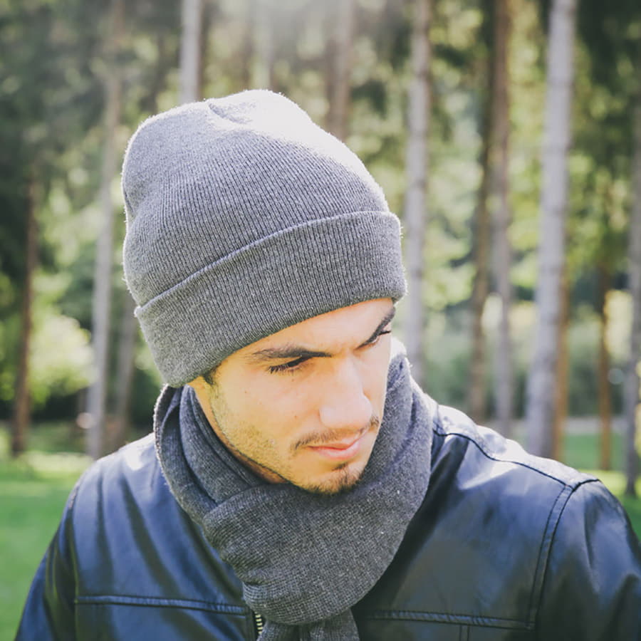 Шапка вязаная  двойная WIND с отворотом