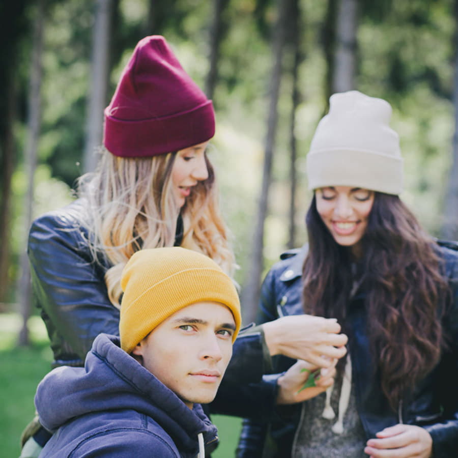 Шапка вязаная  двойная WIND с отворотом