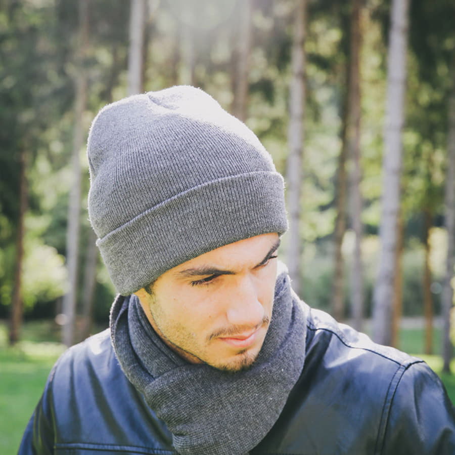 Шапка вязаная  двойная WIND с отворотом