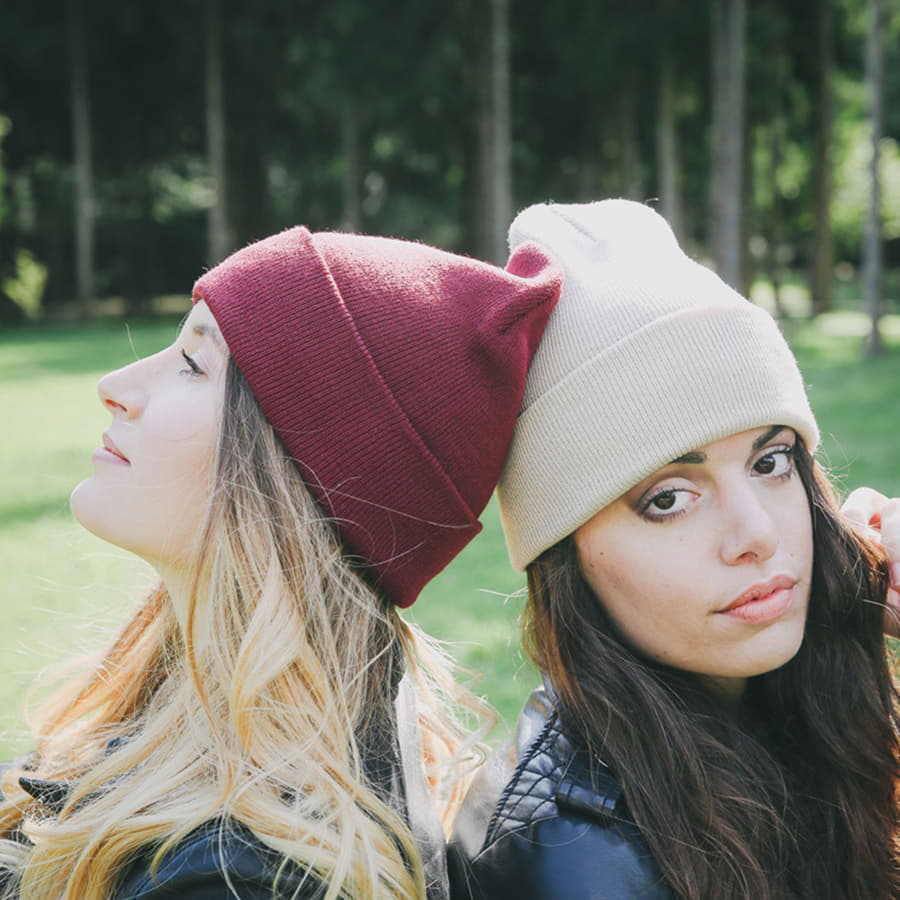 Шапка вязаная  двойная WIND с отворотом