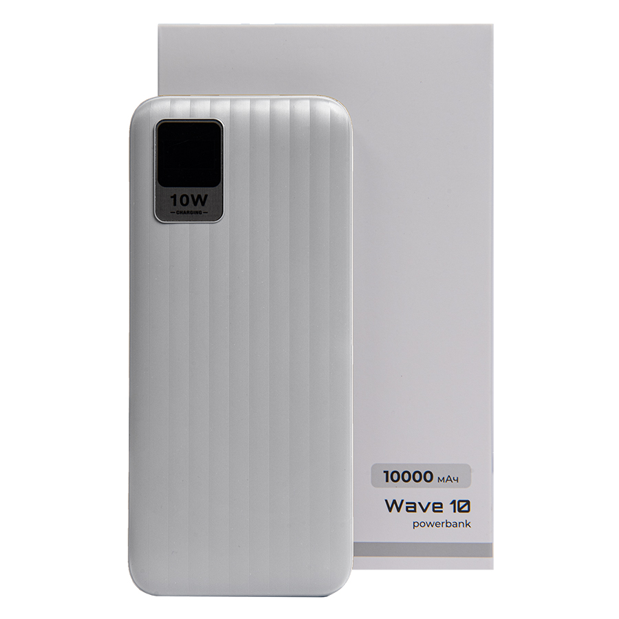 Универсальный аккумулятор OMG Wave 10 (10000 мАч), серый, 14,9х6.7х1,6 см