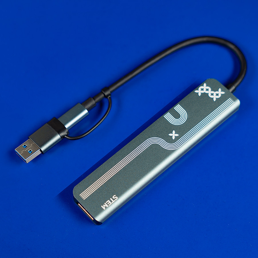 USB-хаб STEM 7 в 1, серый, алюминий, фото 4