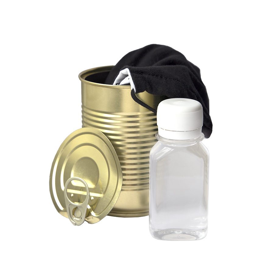 Комплект СИЗ #1 (маска серая, антисептик), упаковано в жестяную банку