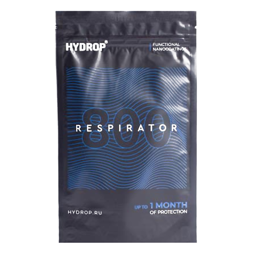 Бесклапанная фильтрующая маска RESPIRATOR 800 HYDROP черная без логотипа в черном пакете