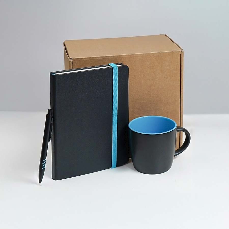 Набор подарочный HYPER: кружка, ежедневник, ручка; черный/зеленый